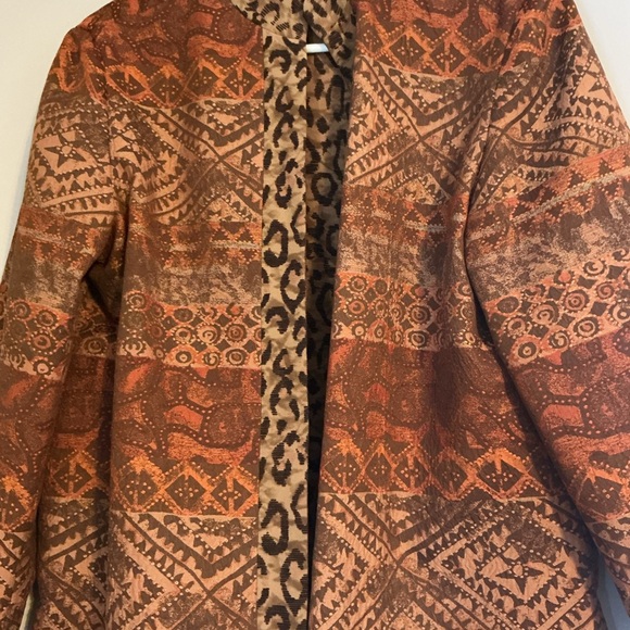 VTG Reversible Leopard & Southwestern Print Open Front Jacket | M/L Festival - Picture 7 of 9